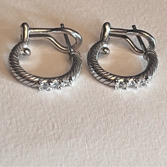 Judith Ripka Sterling Silver Pink CZ Drop Earrings - Picture 8 of 8